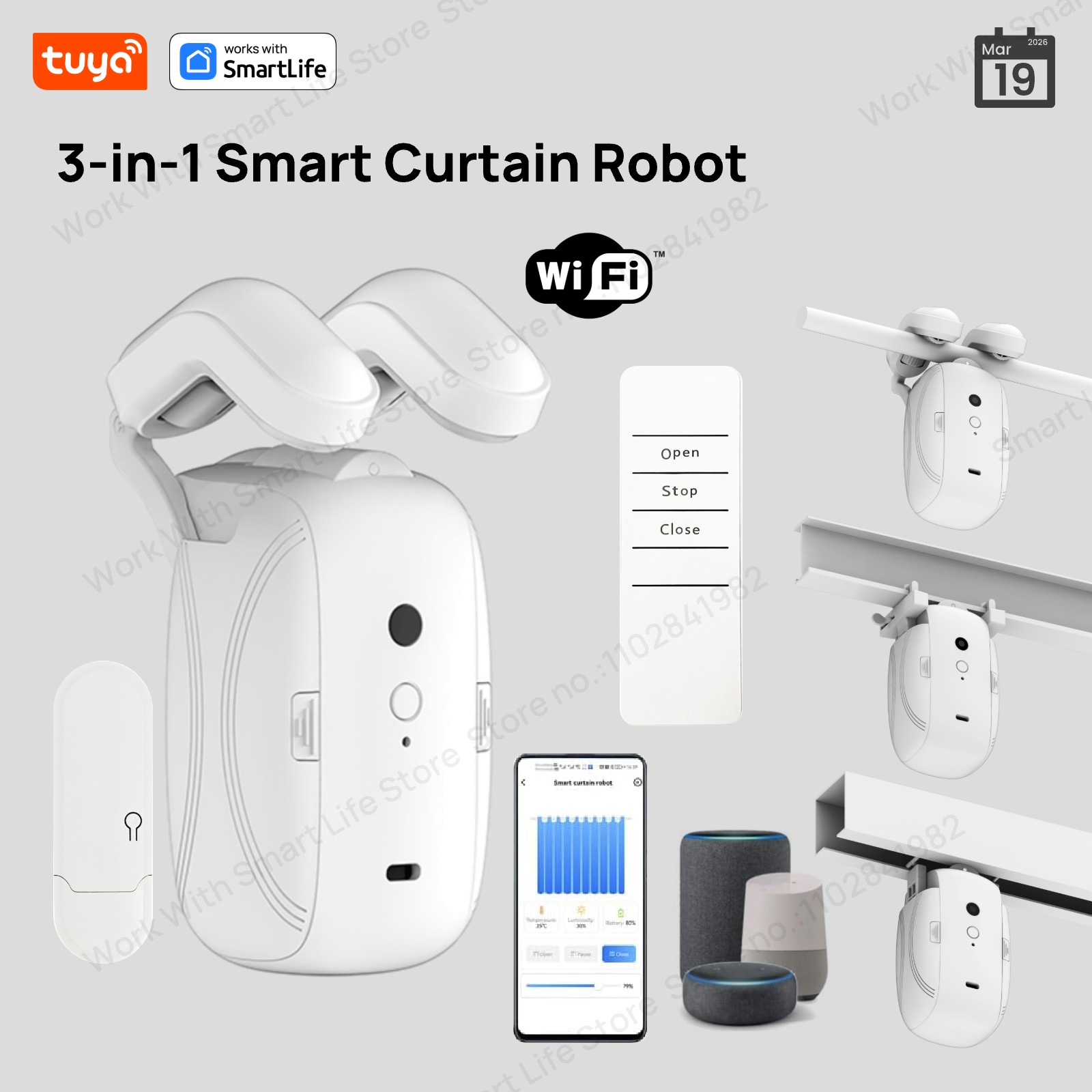 Smart Home Gira - 1/2 Buah Robot Tirai WiFi Pintar